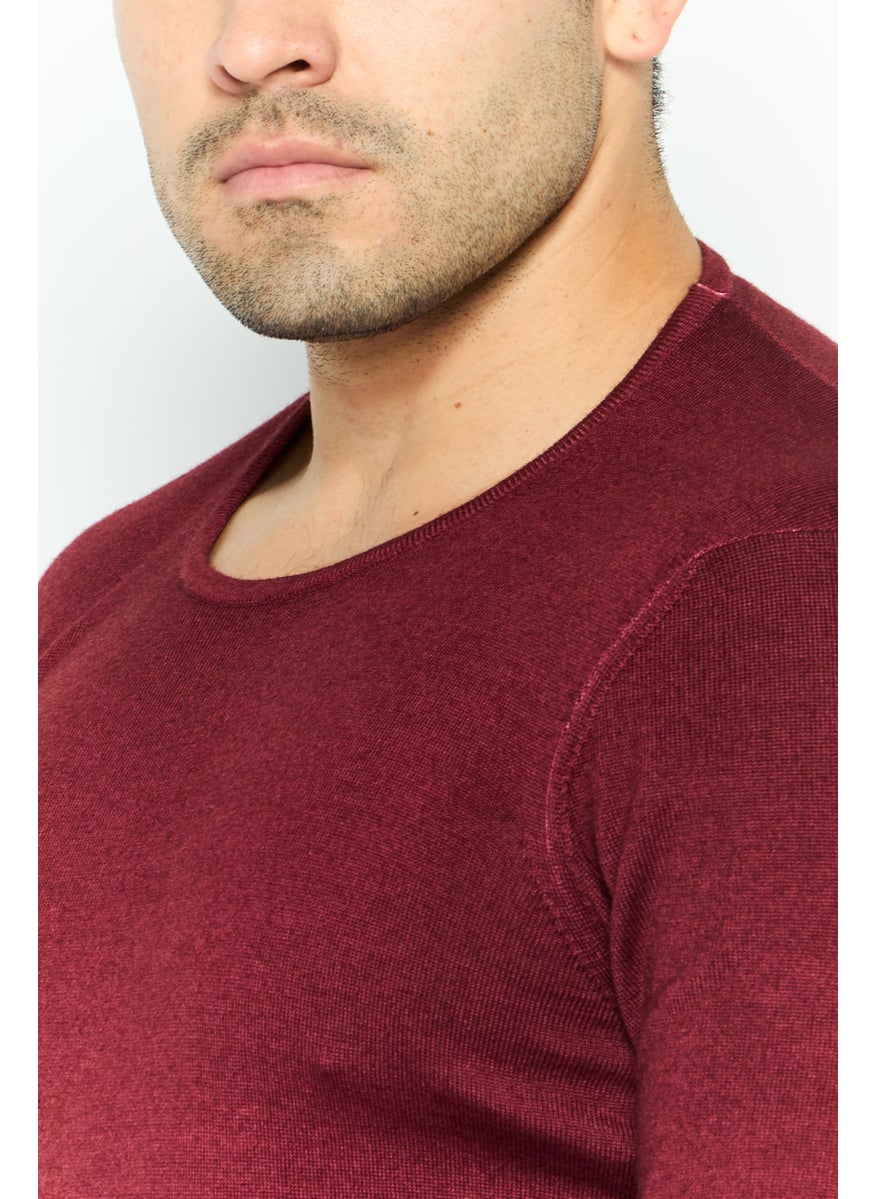 IKKS - Men Textured Long Sleeve Sweatshirt, Rouge Red - Image 1