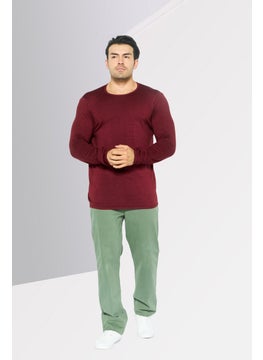 IKKS Men Textured Long Sleeve Sweatshirt, Rouge Red  - Image 2