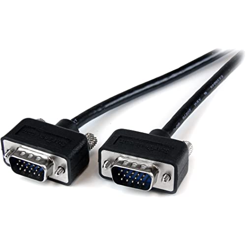 Startech.com StarTechcom 10 ft 3 m VGA to VGA Cable HD15 Male to HD15 Male Coaxial High Resolution Low Profile VGA Monitor Cable MXT101MMLP10 Black - Image 1