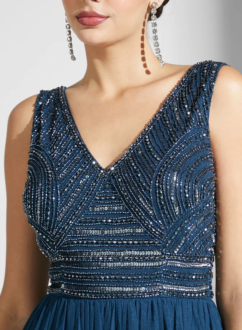 Namshi x Shouq Embellished Bodice Dress