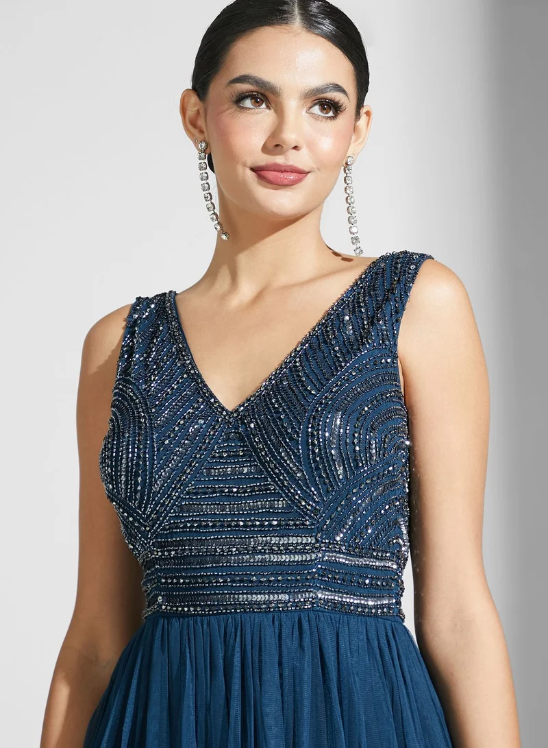Namshi x Shouq Embellished Bodice Dress