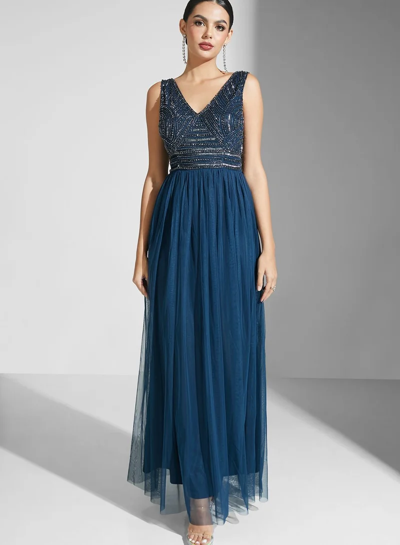 Namshi x Shouq Embellished Bodice Dress