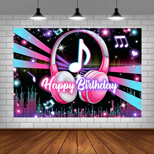 Lofaris Popular Musical Theme Birthday Party Backdrop Music Happy Birthday Background Kids Adults Large Birthday Musical DJ Short Video Party Cake Table Decorations 5x3ft - Image 5