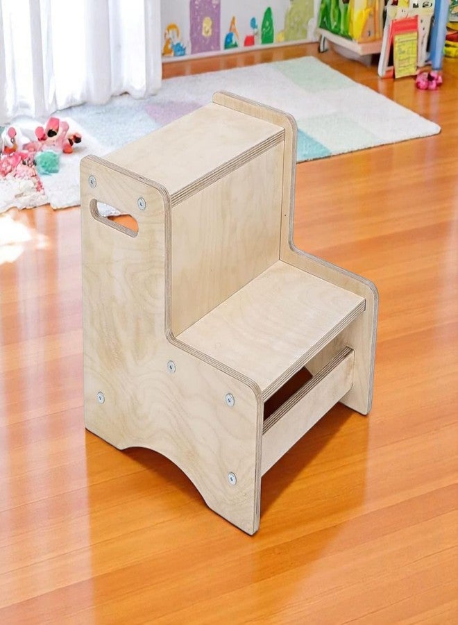 Kiddery Wooden Booster Stool for Kids | Small Birchwood Stool for Toddlers | Anti-Slip | Use in Kitchen, Bathroom, Potty Training | Non-Toxic Polish | Ages 2-8 | Natural Finish - Image 3
