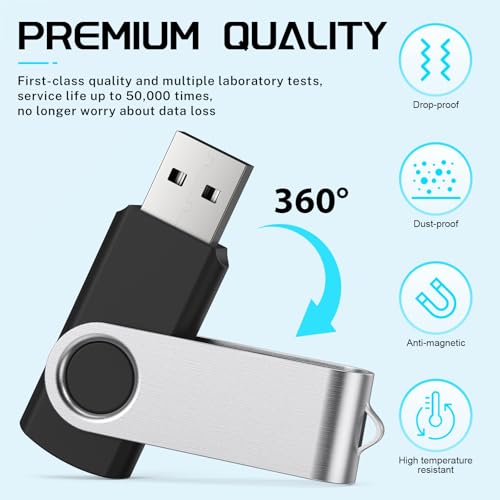 FEBNISCTE Memory Stick 1GB USB Flash Drive Bulk 10 Pack - Bulk 1 GB USB 2.0 Stick Pendrive Multi-Coloured Thumb Drive - Swivel USB-Key Value Data Storage Jump Drive with 10pcs Ropes - Image 4