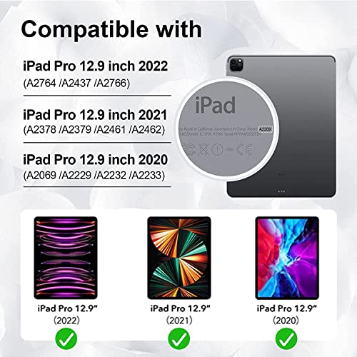 TSQQST Case for iPad Pro 12.9 Inch 6th/5th/4th/3rd Generation 2022/2021/2020/2018 for Kids Girls with Screen Protector, Full Body Protection Case Cover with Pencil Holder Stand Strap | Pink - Image 2