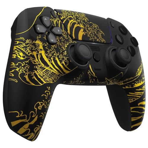 Custom Controllerzz Wireless Controller Compatible with PS5 - Multiple Designs Available (Golden Waves) - Image 2