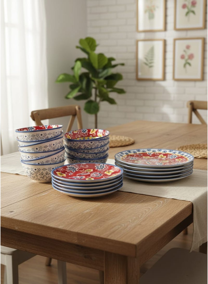 داني هوم طقم عشاء بوهيمي زهري مكون من 24 قطعة 103-SF16-24T - Image 2