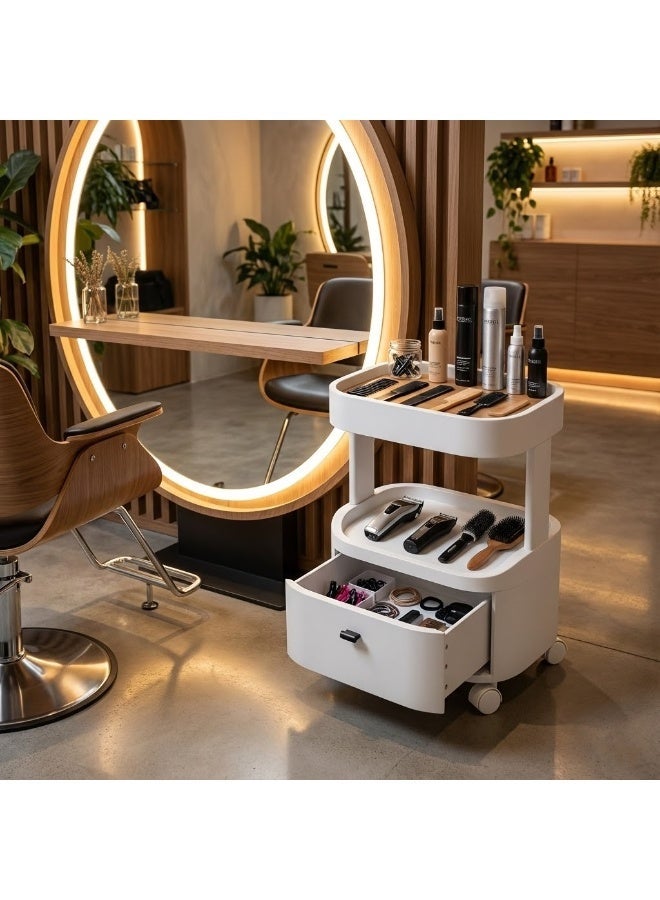 Globalstar Small Rolling Trolley with Drawer – Salon, Barber and Home Storage Cart - Image 2