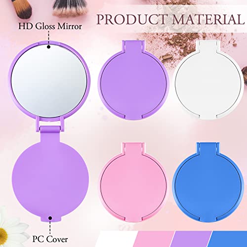 Geelin 40 Pcs Compact Mirror Bulk Travel Makeup Mini Folding Mirror Pocket Vintage Portable Round Small Mirror for Women Purse Travel Daily Use Gifts, White, Blue, Pink, Purple - Image 3