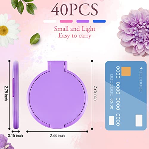 Geelin 40 Pcs Compact Mirror Bulk Travel Makeup Mini Folding Mirror Pocket Vintage Portable Round Small Mirror for Women Purse Travel Daily Use Gifts, White, Blue, Pink, Purple - Image 2
