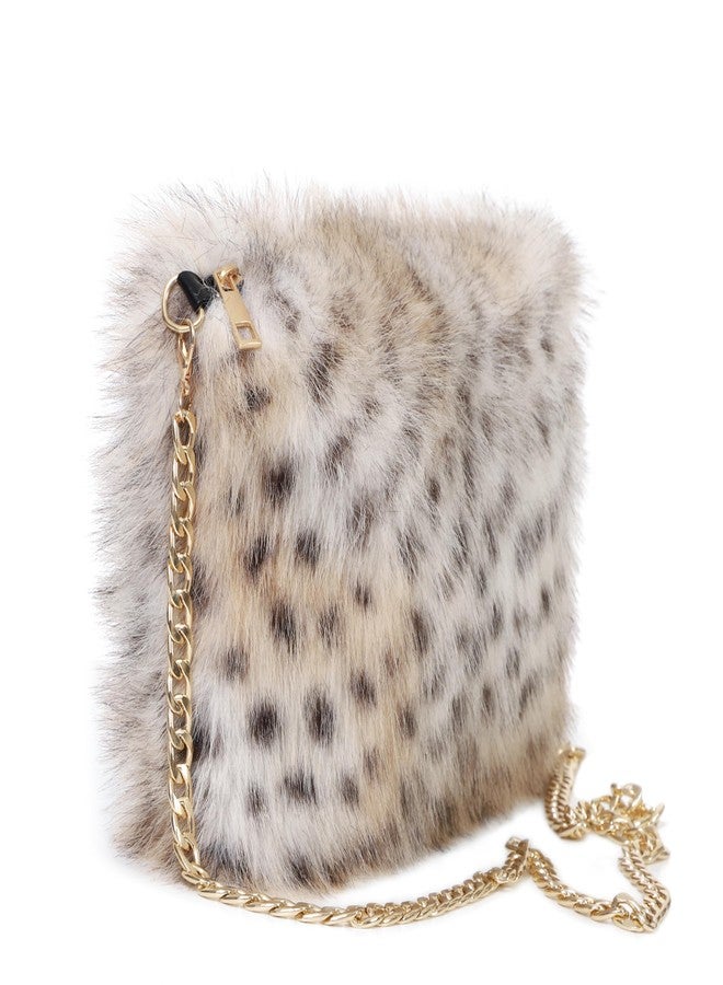 LA CARRIE Faux Fur Crossbody Bags for Women Shoulder Bag Purse Handbags Shoulder Strap(White) - Image 3