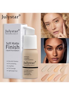 Julystar Soft Matte Finish Liquid foundation, foundation cream, foundation concealer, lasting makeup-free liquid foundation(Natural white)  - Image 3