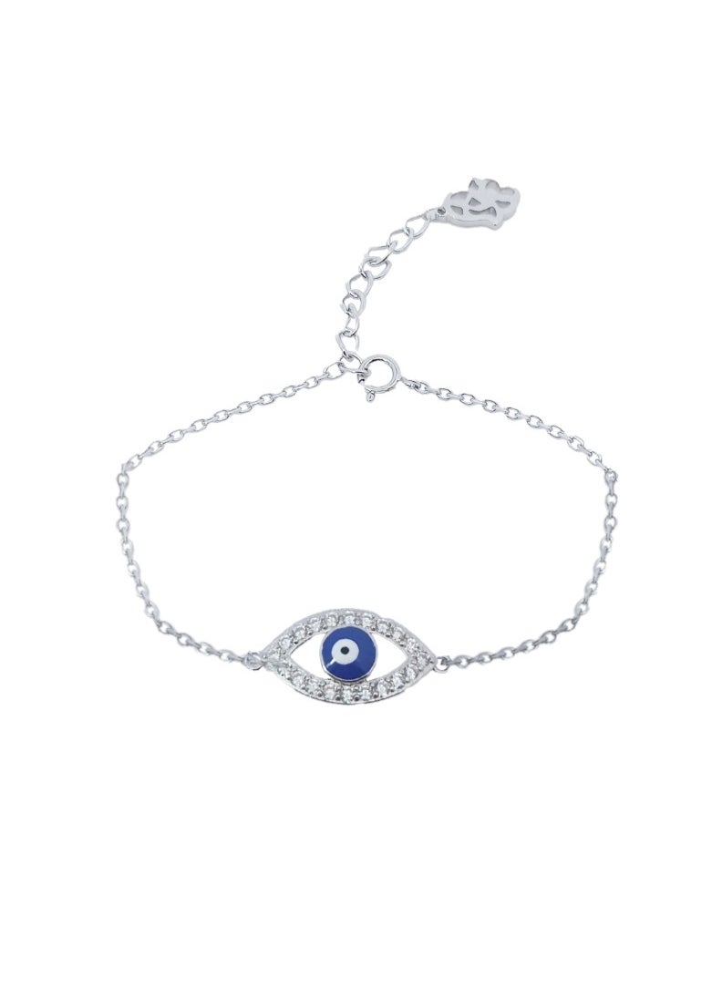 AK Jewels - 925 SILVER CZ RHODIUM EVIL EYE BRACELET - Image 1