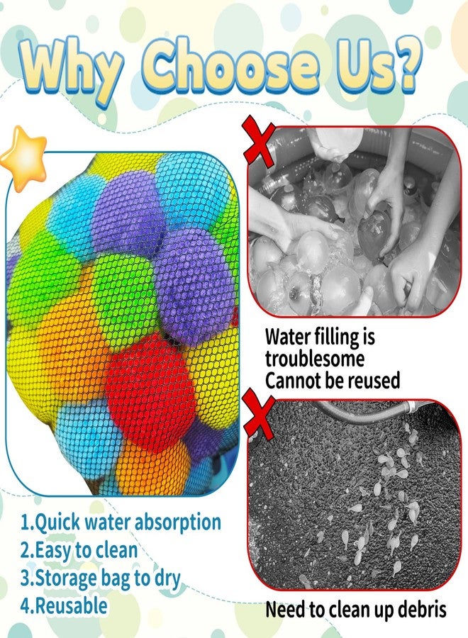 Zddaoole 60 Pcs Reusable Water Balloons,Soft Splash Balls for Outdoor Water Games,Beach Pool Party Supplies,Reusable Water Toys for Summer Fun and Family Activities - Image 4