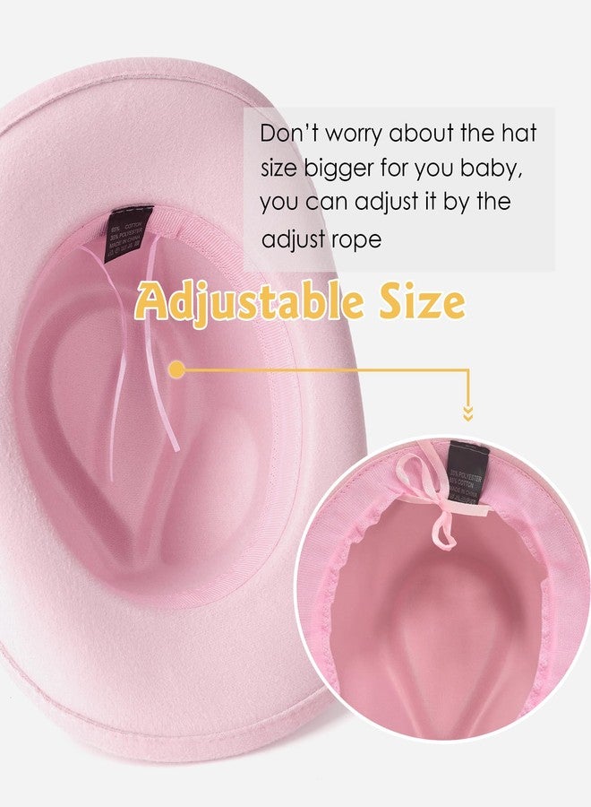 Gossifan Western Hats Boys Girls Cowboy Felt Hat Sparkly Rhinestone Cowgirl Hat-Diamond Pink - Image 4