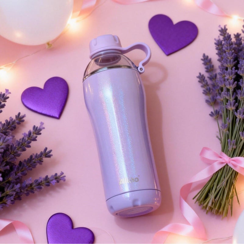 Allcho Iridescent Insulated Water Bottle for Women, 18 oz Stainless Steel Water Bottles, Double Walled, 2 Lids (Chug & Tumbler) - Hydrate & Caffeinate, Available Gift Wrapping - Image 3