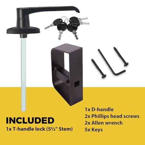 Hurrikom shed Door Latch shed Door Handle with 5-1/2" Stem,shed Door Lock Matching Set Includes 5 Keys forPlayhouses, shed Latch Chicken Coops,Camper, RV, Garage Door(Black) - Image 4