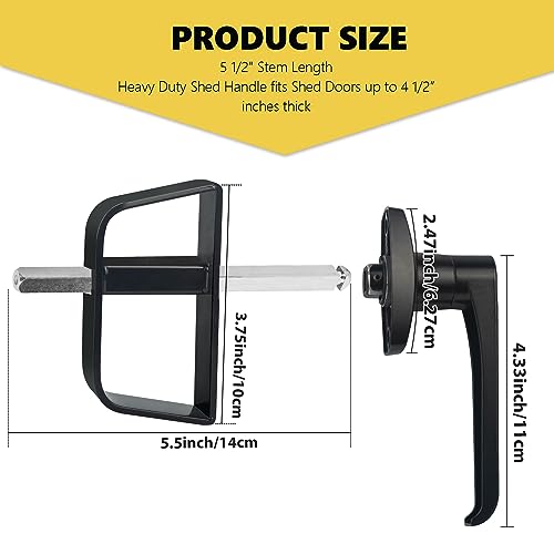 Hurrikom shed Door Latch shed Door Handle with 5-1/2" Stem,shed Door Lock Matching Set Includes 5 Keys forPlayhouses, shed Latch Chicken Coops,Camper, RV, Garage Door(Black) - Image 2