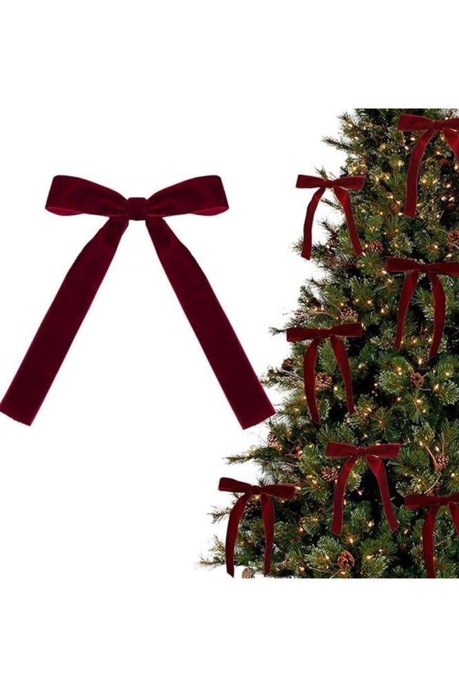 12 Pcs Bow Decorations Velvet Ribbon Christmas Tree Decoration Bow Decoration Holiday Accessories Scene Display Hanging Ornaments - Image 1