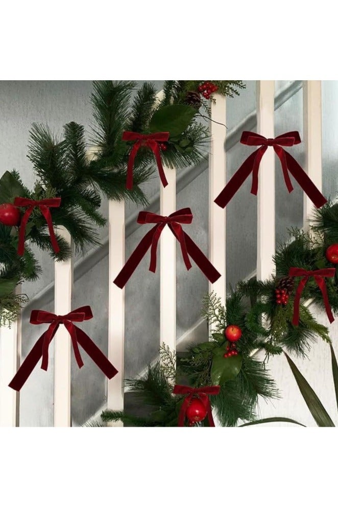 12 Pcs Bow Decorations Velvet Ribbon Christmas Tree Decoration Bow Decoration Holiday Accessories Scene Display Hanging Ornaments - Image 3