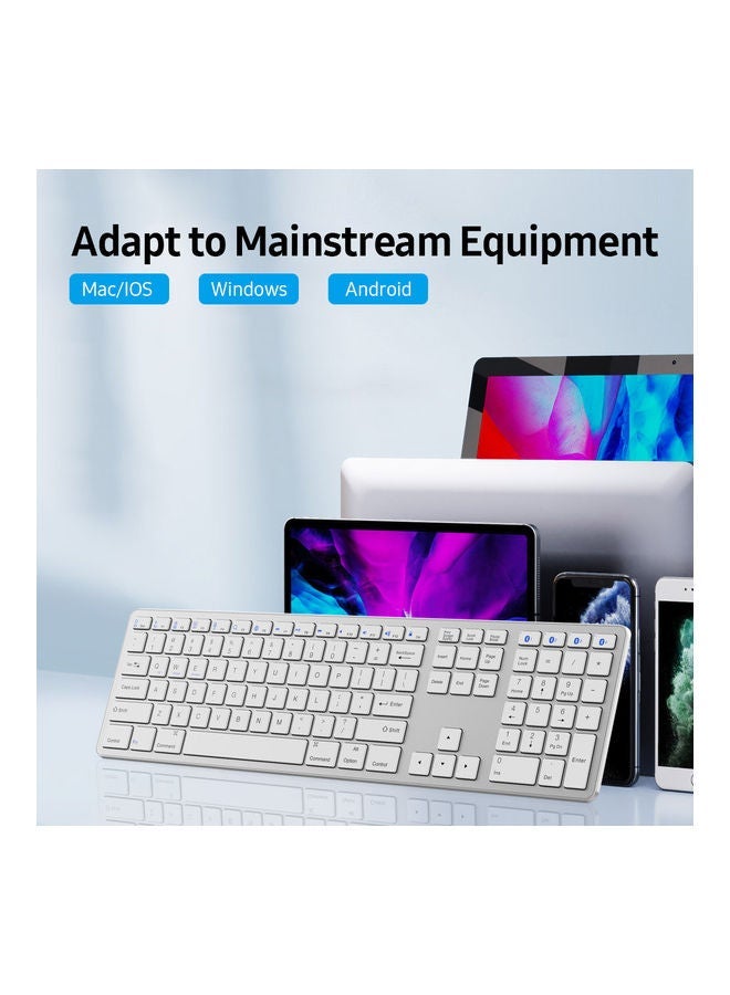 NIBEMINENT Multi-paired BT Keyboard 109-key Wireless Support for IOS/Android/Windows System Silver - Image 5