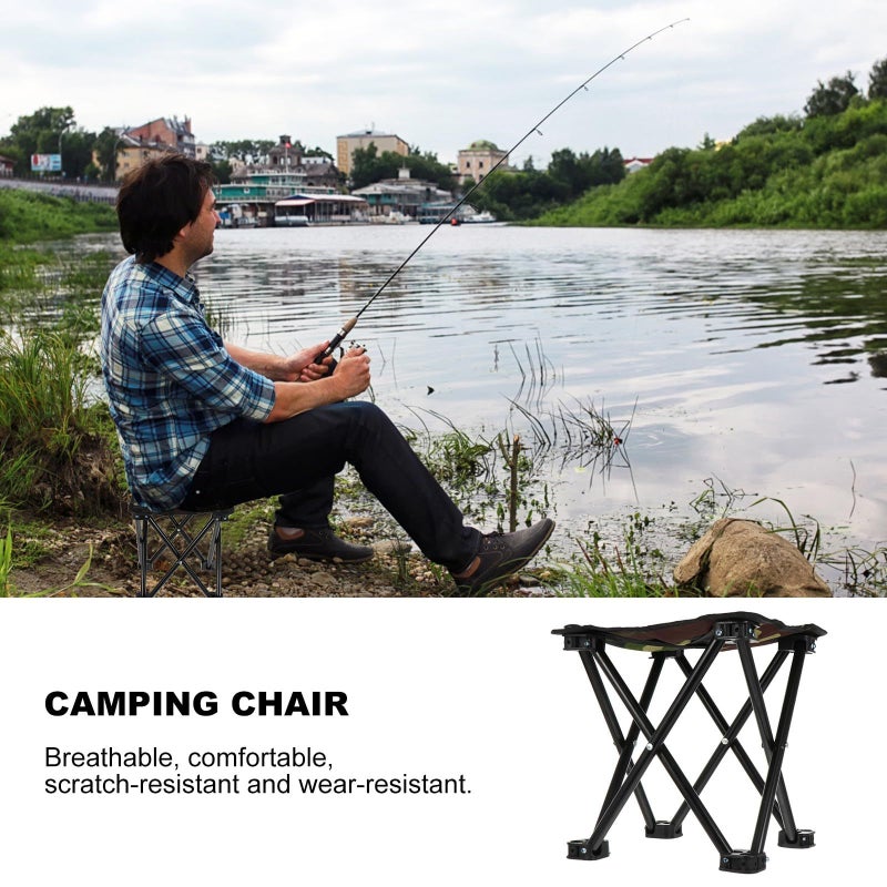 Camouflage Folding Fishing Stool Portable Lightweight Camp Stool for Outdoor Travel Hiking - Image 5