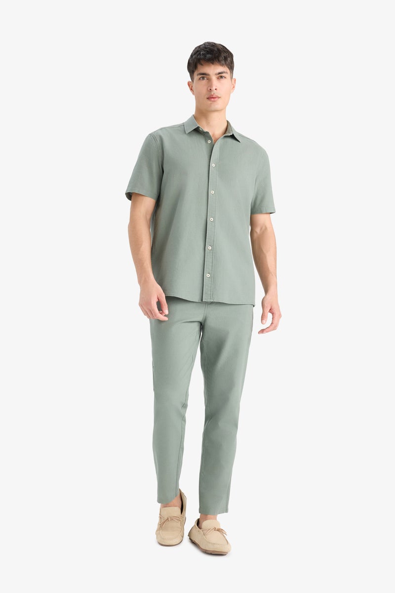 DeFacto Green Man Regular Fit Polo Neck Cotton Short Sleeve Shirt Casual - Image 2