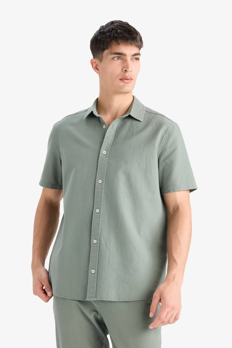 DeFacto Green Man Regular Fit Polo Neck Cotton Short Sleeve Shirt Casual - Image 3