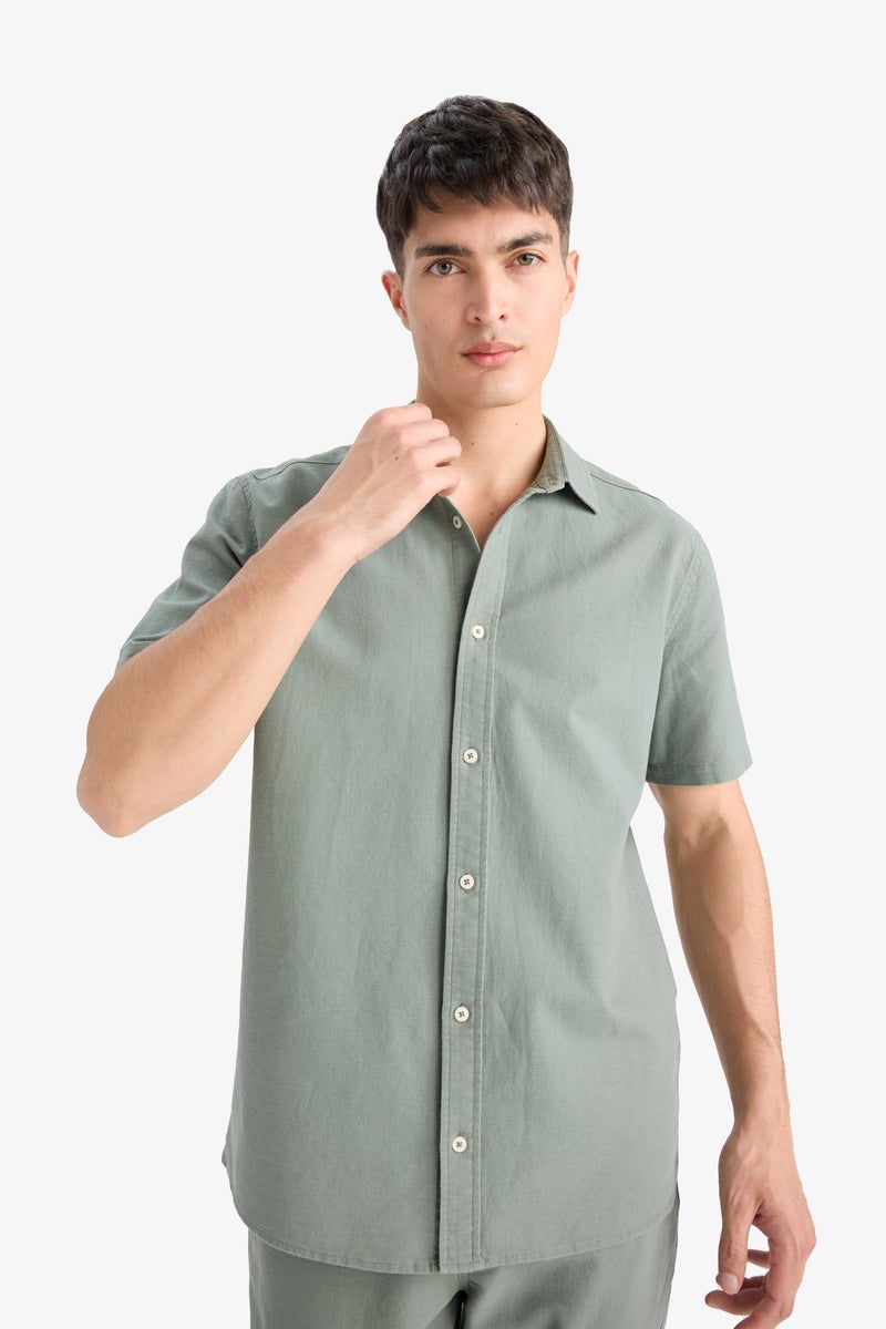 DeFacto Green Man Regular Fit Polo Neck Cotton Short Sleeve Shirt Casual - Image 4