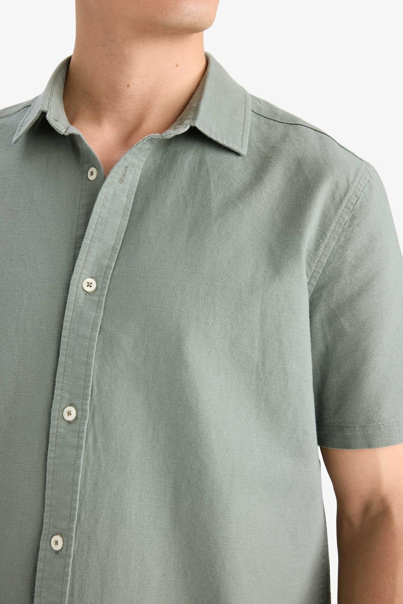 DeFacto Green Man Regular Fit Polo Neck Cotton Short Sleeve Shirt Casual - Image 5