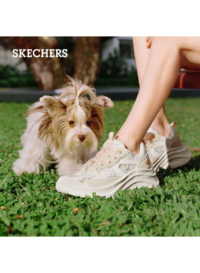 Skechers Women's Spring Thick-soled Height-increasing Casual Shoes Lace Breathable Sports Shoes Loafers 117520 - Image 1