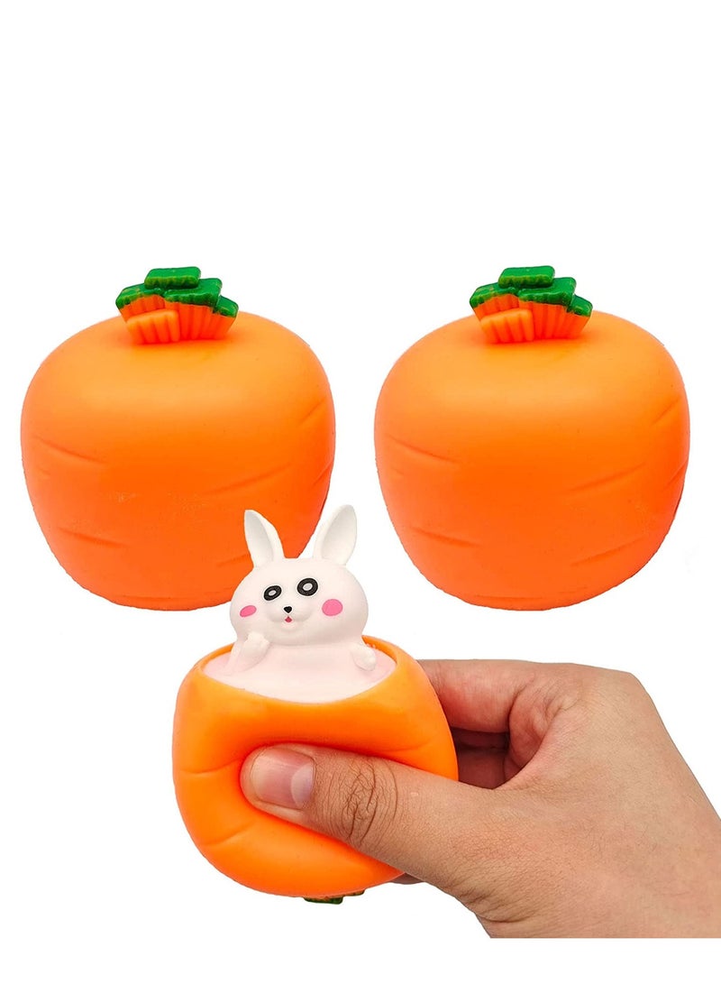 Excefore Sensory Fidget Toys Squeeze Carrot Rabbit Toys Pop Up Squishy in Stress Relief Decompression Exhaust Toy for Children and Adults (3 Pieces/Set) - Image 1