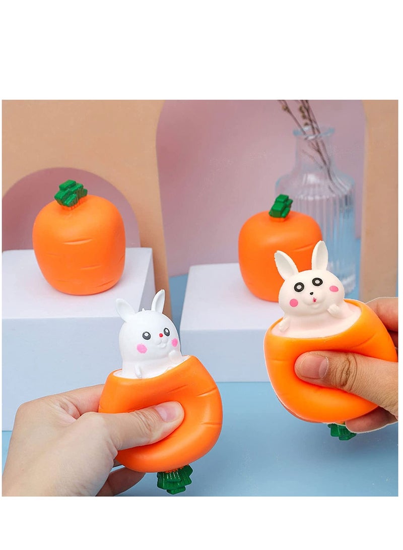 Excefore Sensory Fidget Toys Squeeze Carrot Rabbit Toys Pop Up Squishy in Stress Relief Decompression Exhaust Toy for Children and Adults (3 Pieces/Set) - Image 2