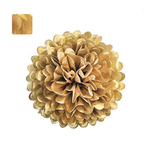 Misu 10" Gold Tissue Pom Poms DIY Tissue Paper Flowers for Birthday Wedding Baby Shower Tea Party Dessert Table Decoration, Pack of 18 - Image 2