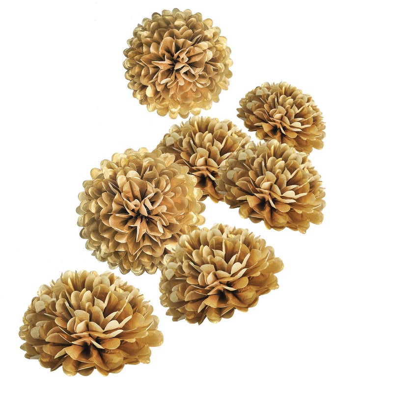 Misu 10" Gold Tissue Pom Poms DIY Tissue Paper Flowers for Birthday Wedding Baby Shower Tea Party Dessert Table Decoration, Pack of 18 - Image 5