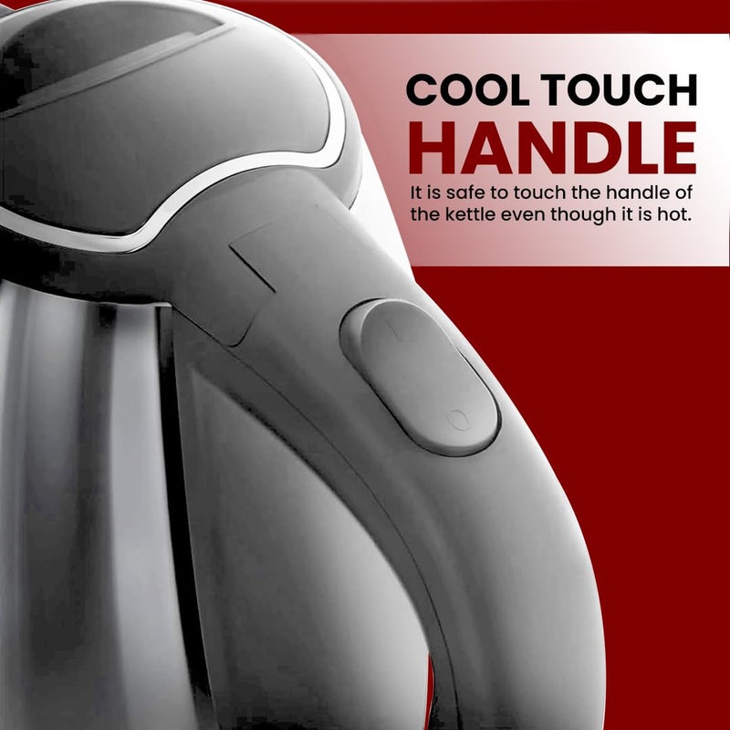 CADLEC Crystal_5 1.5 Litre Electric Kettle with Stainless Steel Body | Automatic Cut-Off | Cool-Touch Handle & Lid | Multi-Use for Tea, Coffee, Noodles | 1500W | 2-Year Warranty - Image 4