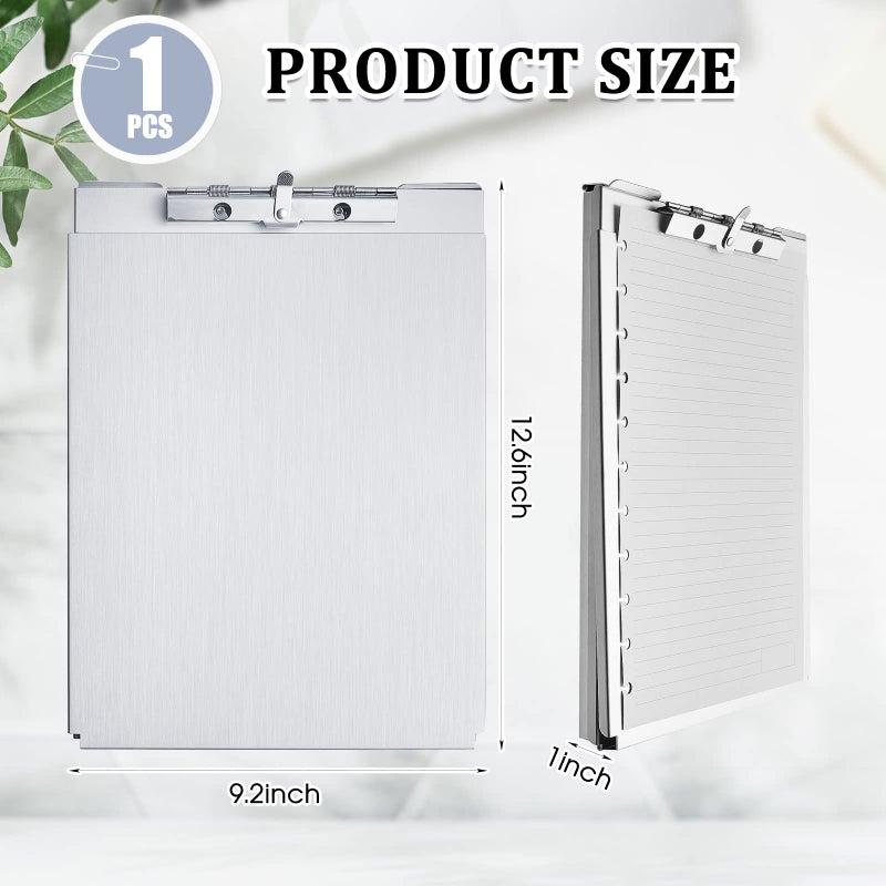 Henoyso Metal Storage Clipboard Bulk Heavy Duty Aluminum Clip Board for Teacher Contractor Medical Construction Office School Classroom, 12.6x9.2x1 Inch, Fit Letter Size 8.5x11 Inch Paper(1 Pcs) - Image 2