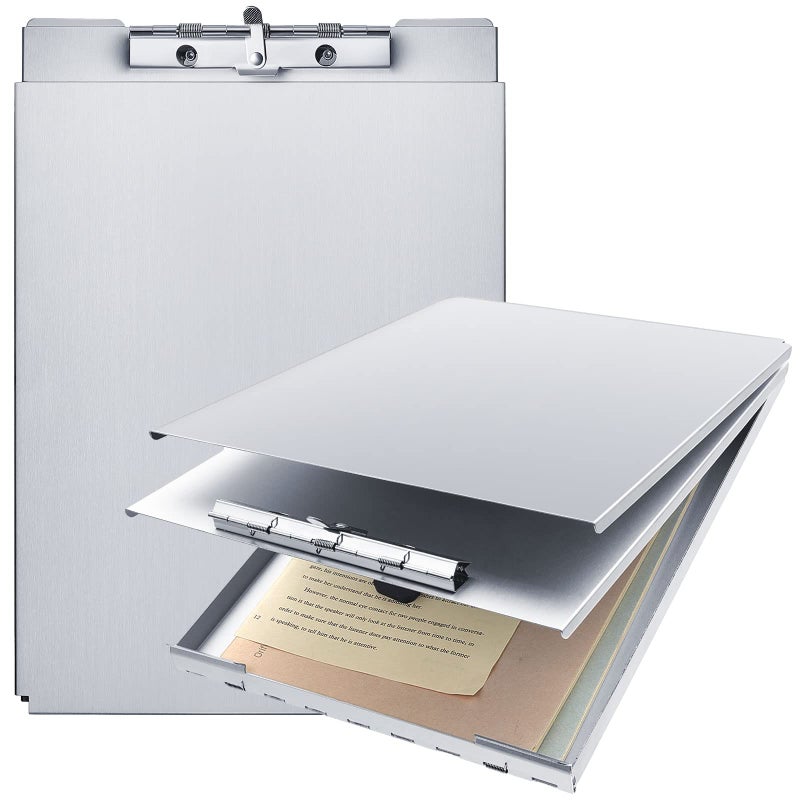 Henoyso Metal Storage Clipboard Bulk Heavy Duty Aluminum Clip Board for Teacher Contractor Medical Construction Office School Classroom, 12.6x9.2x1 Inch, Fit Letter Size 8.5x11 Inch Paper(1 Pcs) - Image 1