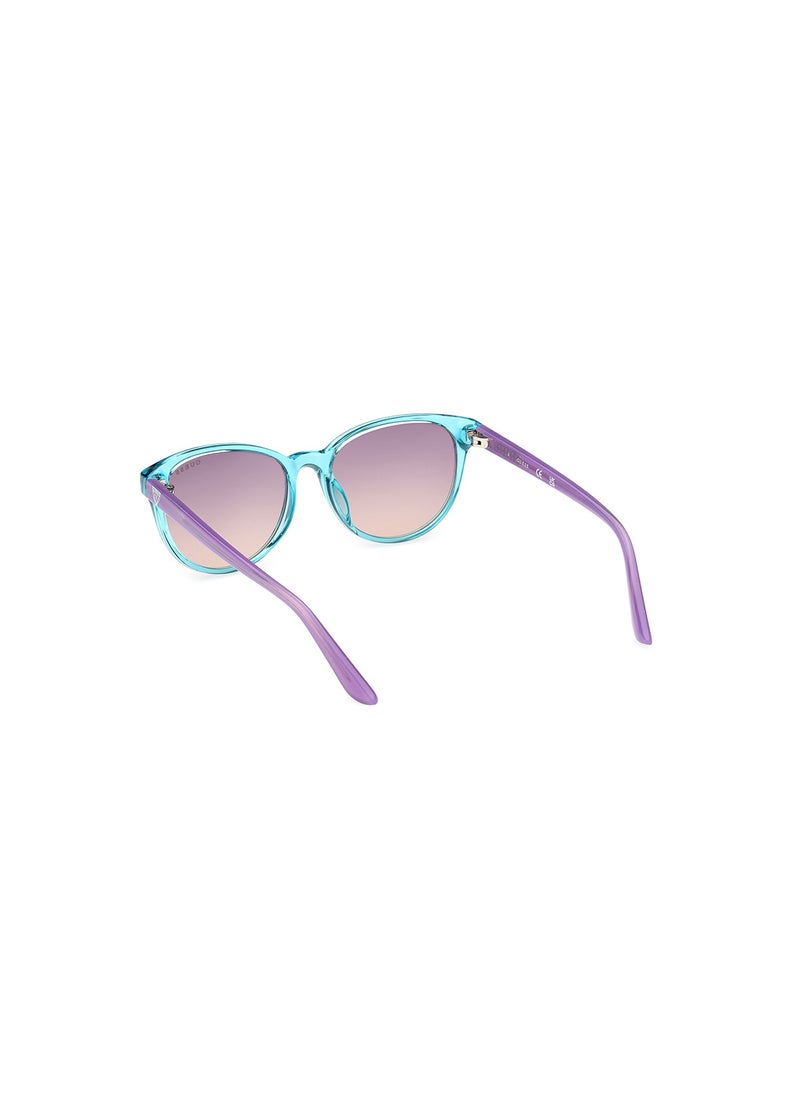 GUESS - Girls UV Protection Cat Eye Shape Sunglasses - GU0012687Z49 - Lens Size: 49 Mm - Shiny Turquoise - Image 1