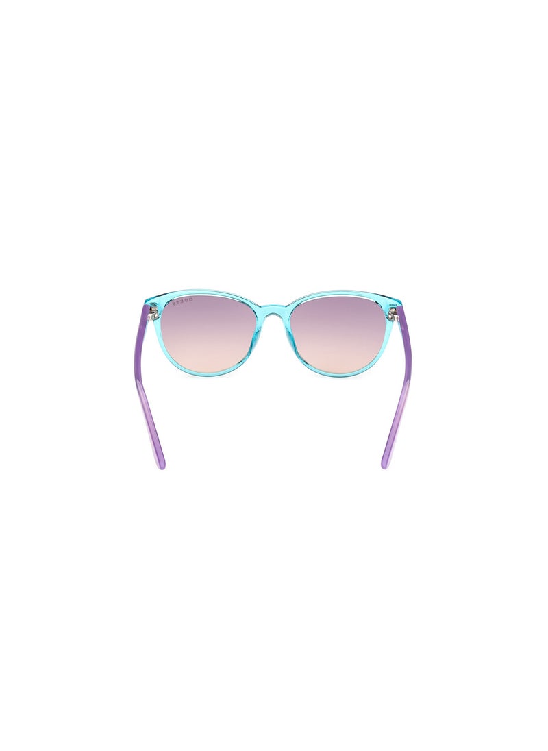 GUESS - Girls UV Protection Cat Eye Shape Sunglasses - GU0012687Z49 - Lens Size: 49 Mm - Shiny Turquoise - Image 1