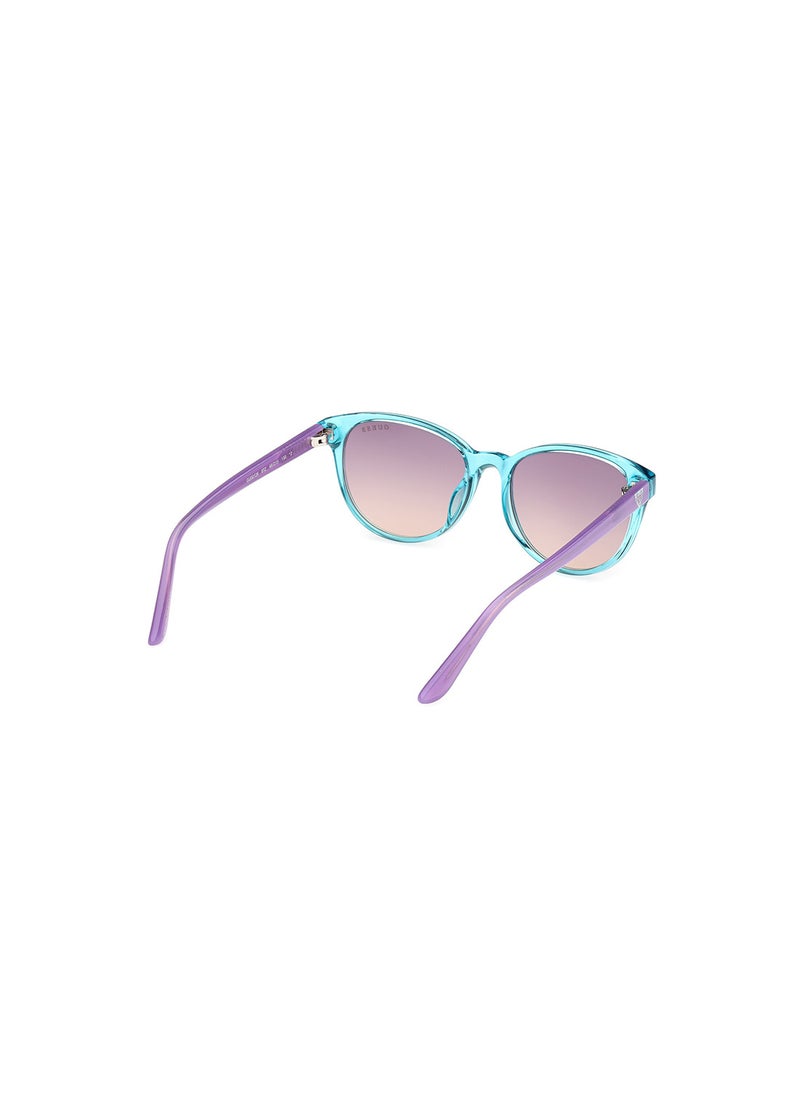 GUESS - Girls UV Protection Cat Eye Shape Sunglasses - GU0012687Z49 - Lens Size: 49 Mm - Shiny Turquoise - Image 1