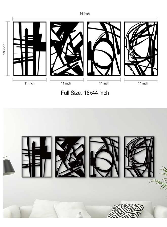 RAWAID 4 Pack Black Abstract Metal Wall Art, Minimalist Decor Single Line Art Wall Decor, 3D Textured Metal Wall Sculptures, for Living Room Bedroom Bathroom Study Room - Image 5