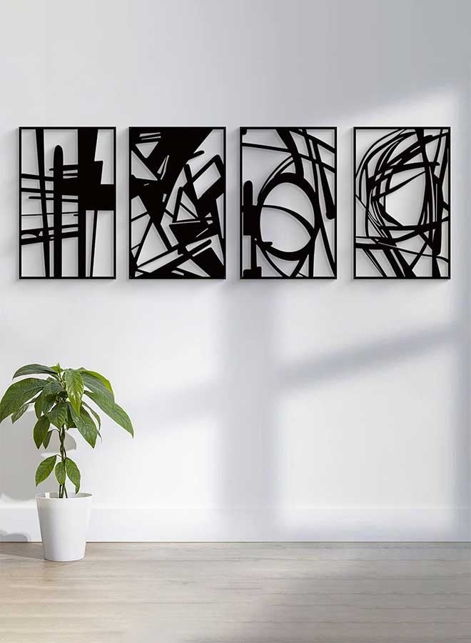 RAWAID 4 Pack Black Abstract Metal Wall Art, Minimalist Decor Single Line Art Wall Decor, 3D Textured Metal Wall Sculptures, for Living Room Bedroom Bathroom Study Room - Image 4