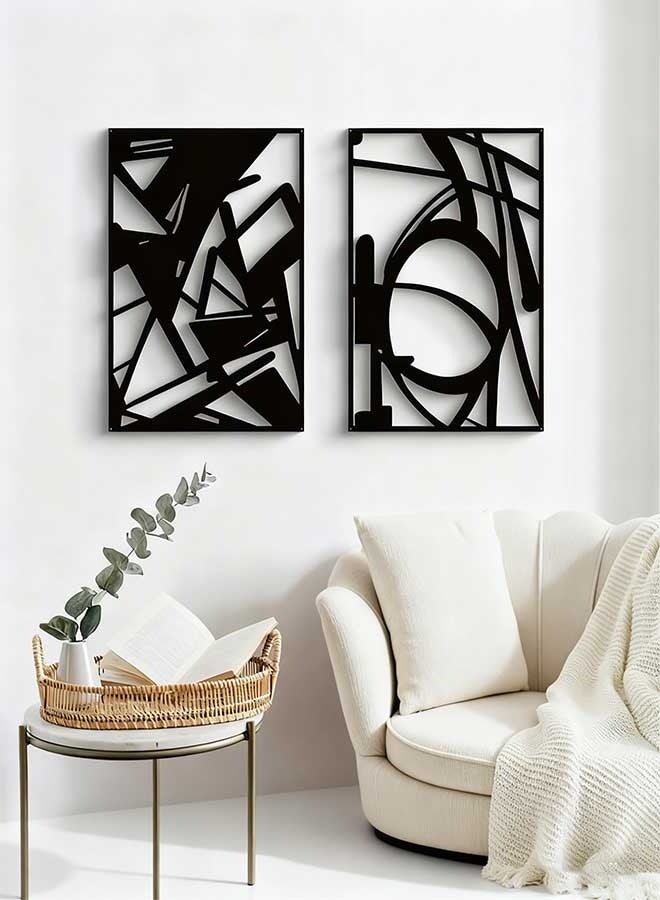 RAWAID 4 Pack Black Abstract Metal Wall Art, Minimalist Decor Single Line Art Wall Decor, 3D Textured Metal Wall Sculptures, for Living Room Bedroom Bathroom Study Room - Image 3