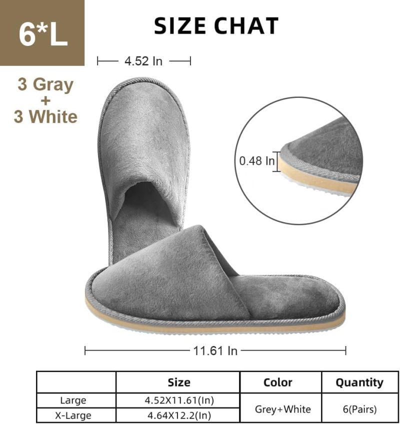 Indoor Slippers: 6 Pairs Washable Reusable Closed-Toe Coral Fleece Slippers - Thickened Padded Sole For Added Support Guest Slippers For Home Use Guest Accommodation - Image 4