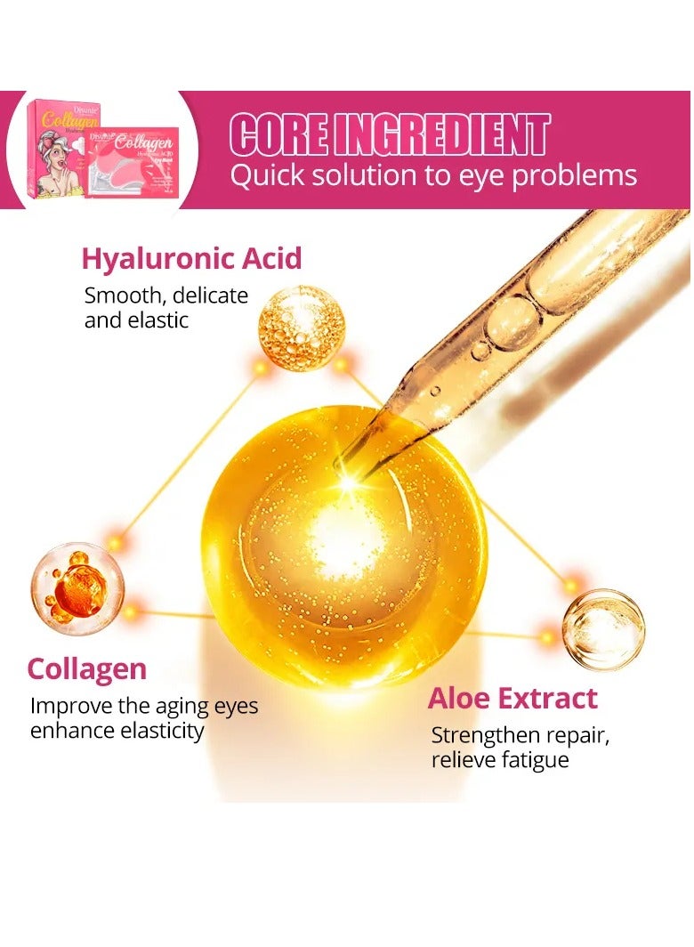 Disunie قناع حمض الهيالورونيك تحت العين يقلل من الهالات السوداء والانتفاخات والحقائب تحت العين والتجاعيد، رقعة جل تحت العين نباتية خالية من القسوة تقلل من الحقائب تحت العين وتنعم التجاعيد وتفتح البشرة، رقعة العين 10 قطع - Image 4