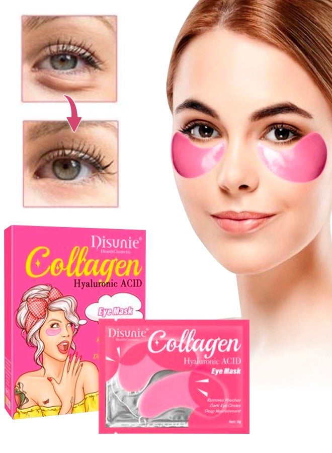Disunie قناع حمض الهيالورونيك تحت العين يقلل من الهالات السوداء والانتفاخات والحقائب تحت العين والتجاعيد، رقعة جل تحت العين نباتية خالية من القسوة تقلل من الحقائب تحت العين وتنعم التجاعيد وتفتح البشرة، رقعة العين 10 قطع - Image 1