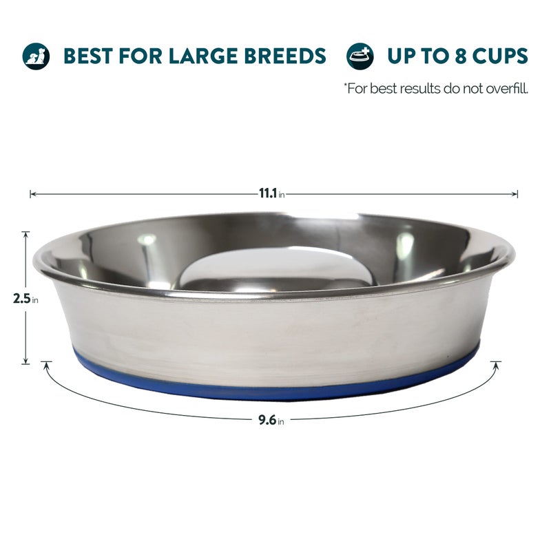 Our Pets OurPet's Durapet Slow Feed Premium Stainless Steel Dog Bowl, Silver, Large (2040010302) - Image 3
