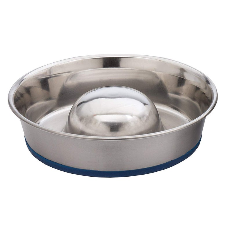 Our Pets OurPet's Durapet Slow Feed Premium Stainless Steel Dog Bowl, Silver, Large (2040010302) - Image 1